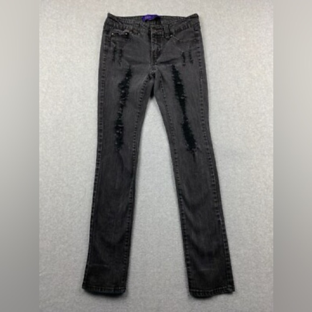 Miley Cyrus Max Azria Women's Distressed Jeans – Black Skinny Stretch, 5 Pocket